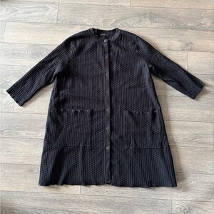 COS Black Textured Bubble Knit Longline Cardigan Jacket - Size S